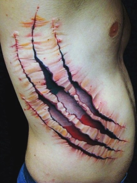 Fang Cuts on Body 3D tattoo | Best Tattoo Ideas Gallery