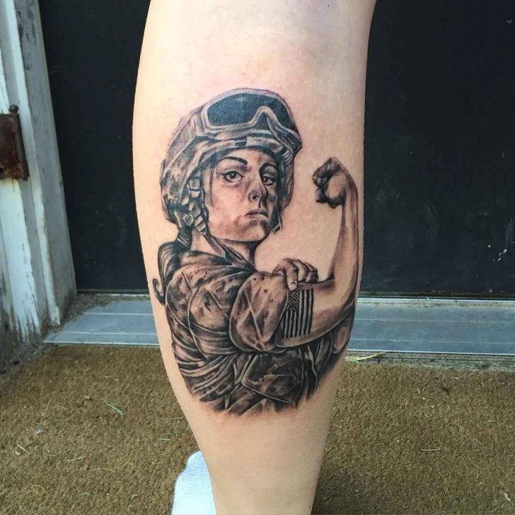 Military Girl Tattoo On Calf Best Tattoo Ideas Gallery 