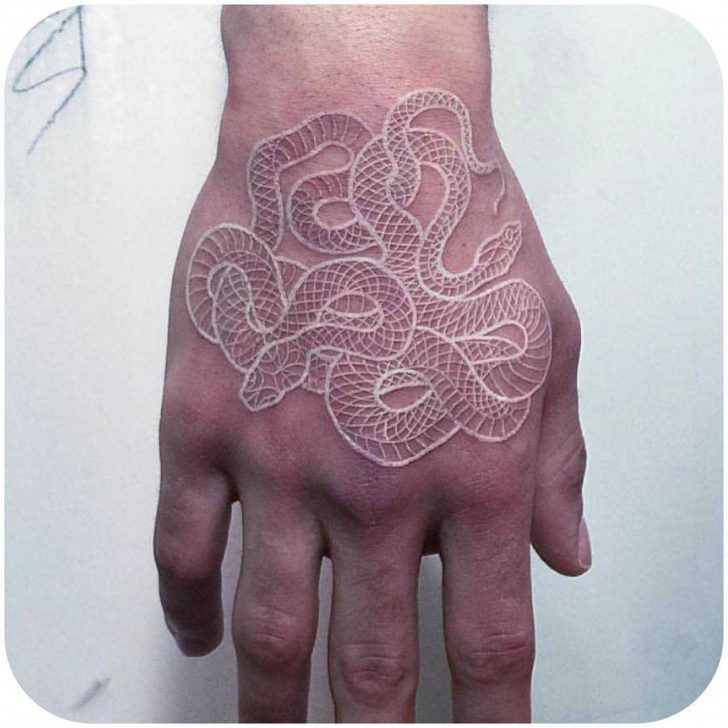 White Ink Snake Tattoo on Hand | Best Tattoo Ideas Gallery