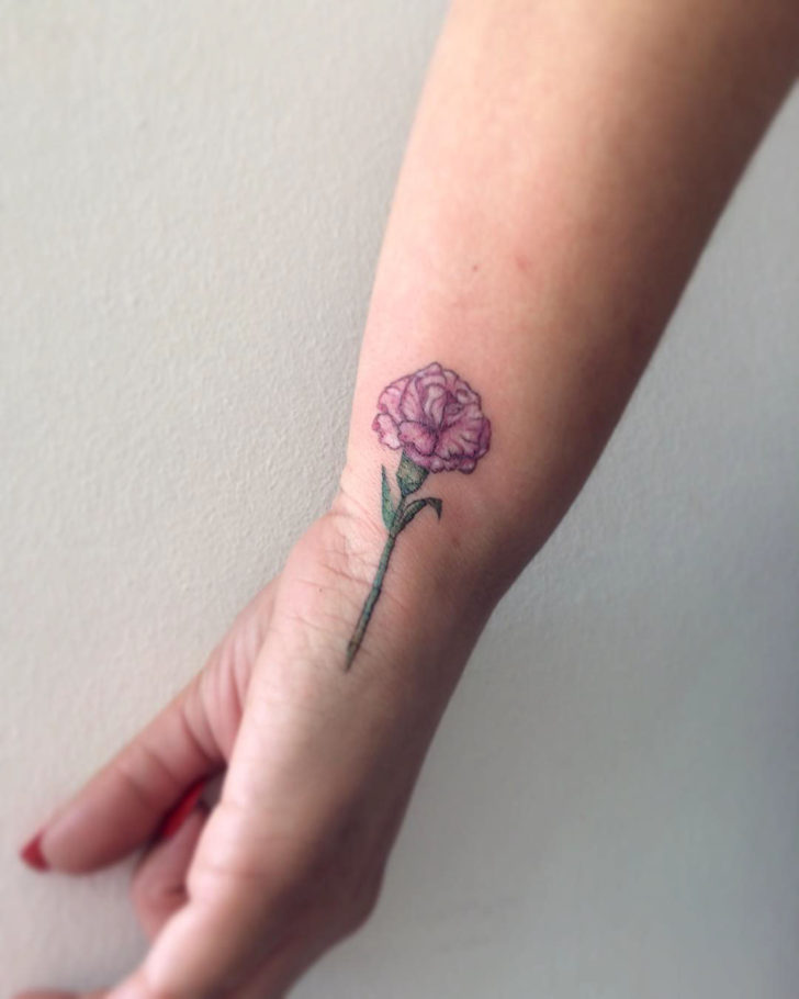 Carnation Flower Tattoo on Wrist