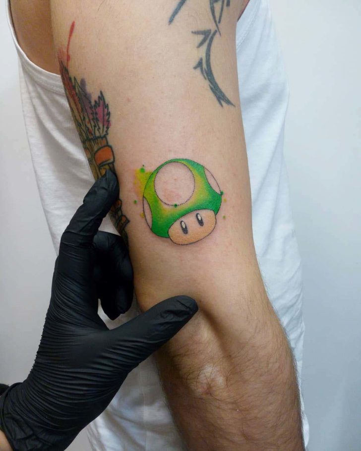 Green Mario Mushroom Best Tattoo Ideas Gallery
