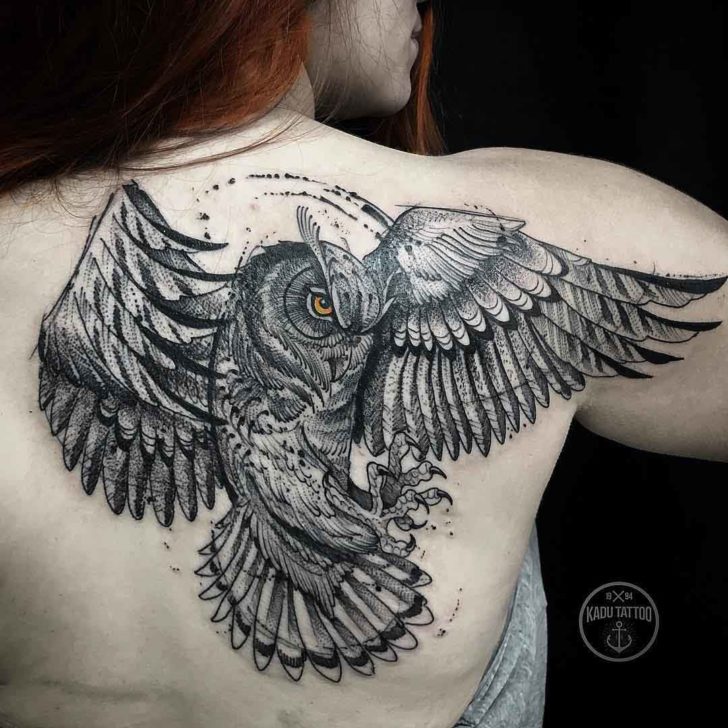 Grey Owl Tattoo on Shoulder Blade Best Tattoo Ideas Gallery