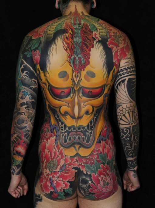 Maori sleeve mixed with Hannya Mask japanese tattoo - Best Tattoo Ideas ...