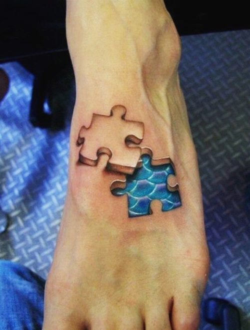 Mermaid within 3D tattoo Foot Puzzle