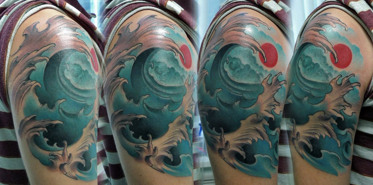 Risng Sun Wave japanese tattoo art