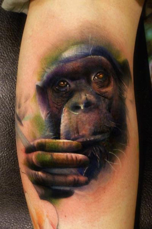 Sad Chimp realistic tattoo - Best Tattoo Ideas Gallery