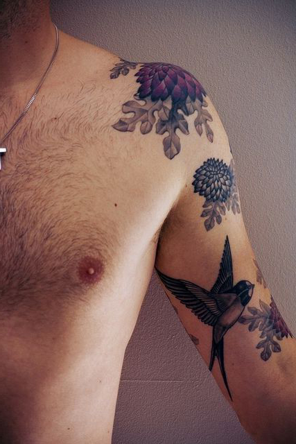 Swallow Shoulder tattoo picture for men