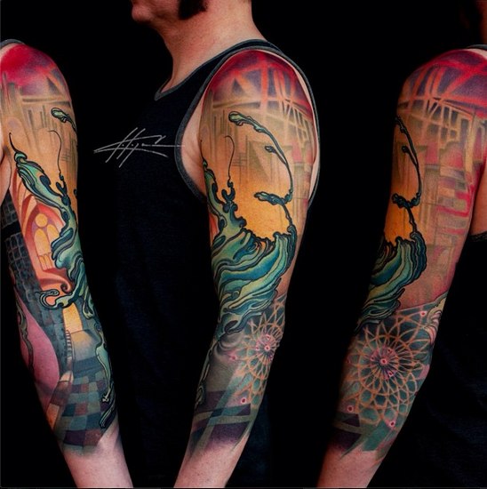 Abstract City tattoo sleeve