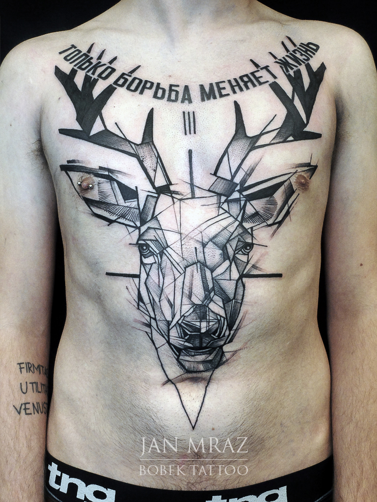 Deer Skull Chest Piece WIP | Custom Tattoo design by Tom Ruk… | Flickr