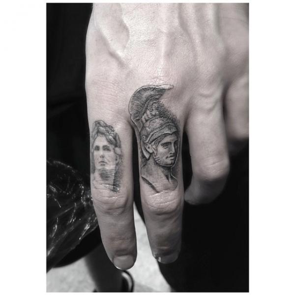 Alexander of Macedon Finger tattoo by Dr Woo