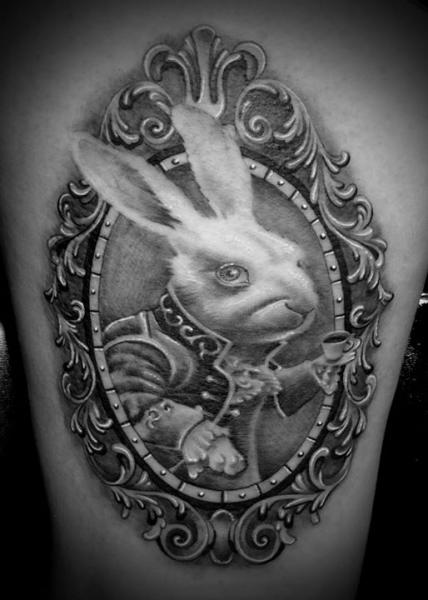 Alice Rabbit Graphic tattoo by Westfall Tattoo