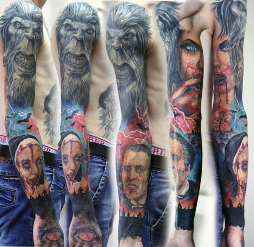 All Monsters tattoo sleeve - All Monsters Tattoo Sleeve 510x495