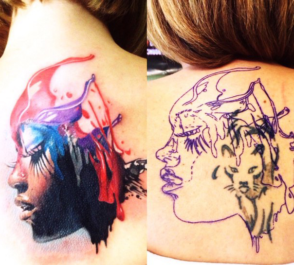 Aquarelle Face Cover Up tattoo design