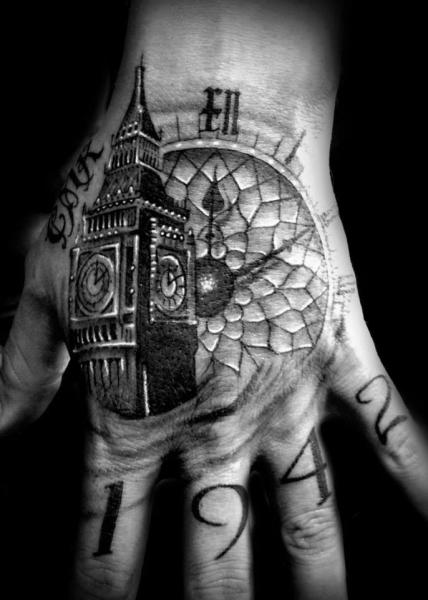Big Ben Tower Clock tattoo by Westfall Tattoo