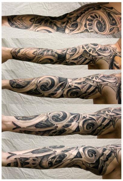 Biomechanical tattoo sleeve by White Rabbit Tattoo