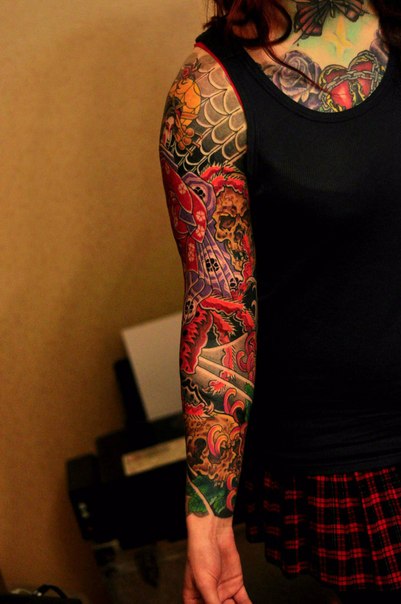 Black Background Nautical tattoo sleeve
