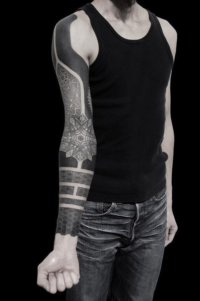 Blackwork and Dotwork tattoo sleeve