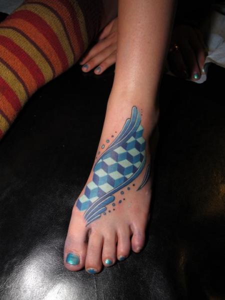 Blue Cubes Fott tattoo by Corey Divine