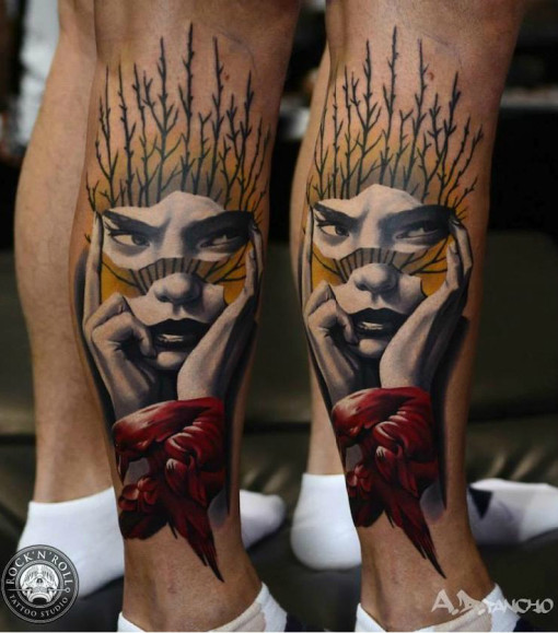 Bush Mask Face tattoo by AD Pancho - Best Tattoo Ideas Gallery