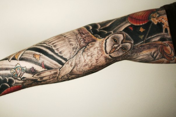 Chinese Flying Owl tattoo sleeve - Best Tattoo Ideas Gallery