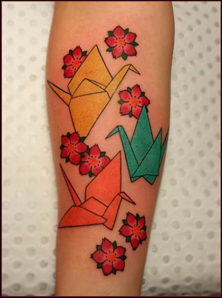 Crane Origami Japanese tattoo by Chapel tattoo