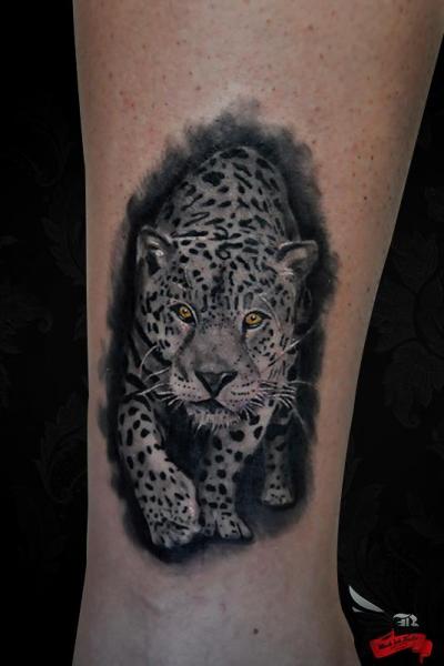 Crawling Leopard Realistic tattoo by Black Ink Studio