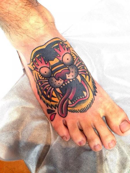 Crazy Fire Eyes Tiger tattoo by Chopstick Tattoo