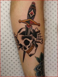 Dagger and Skull Old School tattoo - Best Tattoo Ideas Gallery