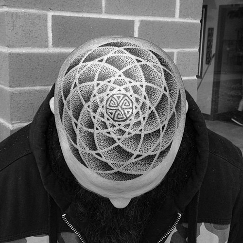 Dotwork Infinity head tattoo design