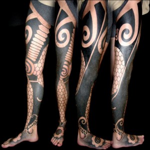 Ethnic Tracery Blackwork tattoo idea on both Legs - Best Tattoo Ideas ...