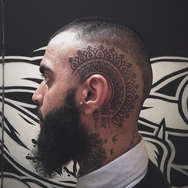 Ethnic tracery head tattoo design