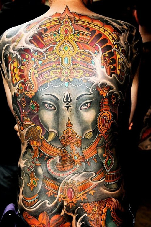 Full Back Ganesha Religious tattoo