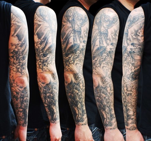 Graphic Angel and Death Angel tattoo sleeve - Best Tattoo Ideas Gallery