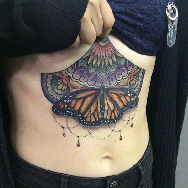 Half Mandala Butterfly tattoo by Last Angels Tattoo