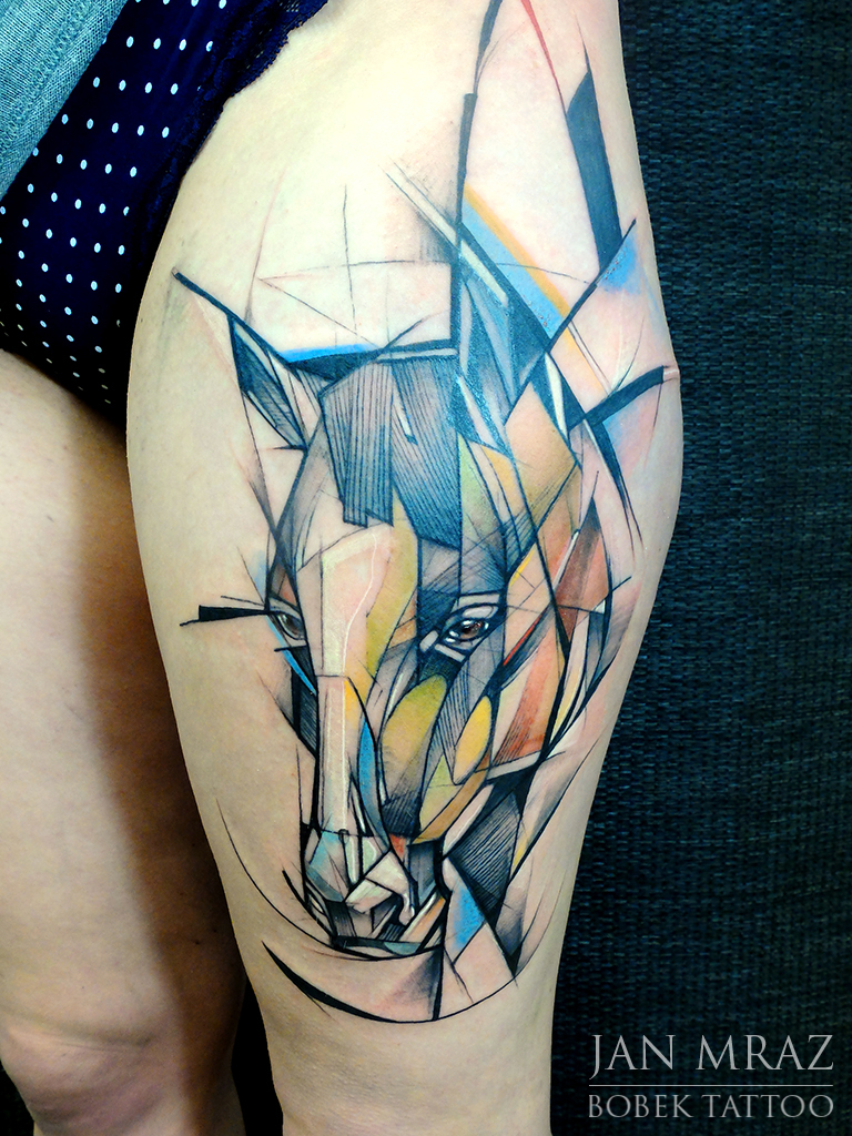 A horse head made fully out of gears and a mane made out of rope tattoo  idea | TattoosAI