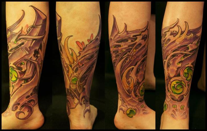 Leg Armor Organic tattoo by White Rabbit Tattoo