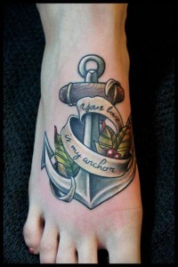 Lettering Anchor Foot tattoo by White Rabbit Tattoo - Best Tattoo Ideas ...