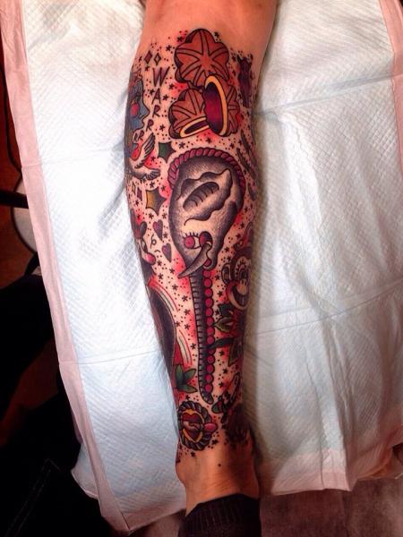 Long Trunk Elephant tattoo by Chopstick Tattoo