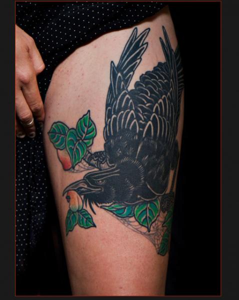 Peach Tree Crow tattoo by Chapel tattoo