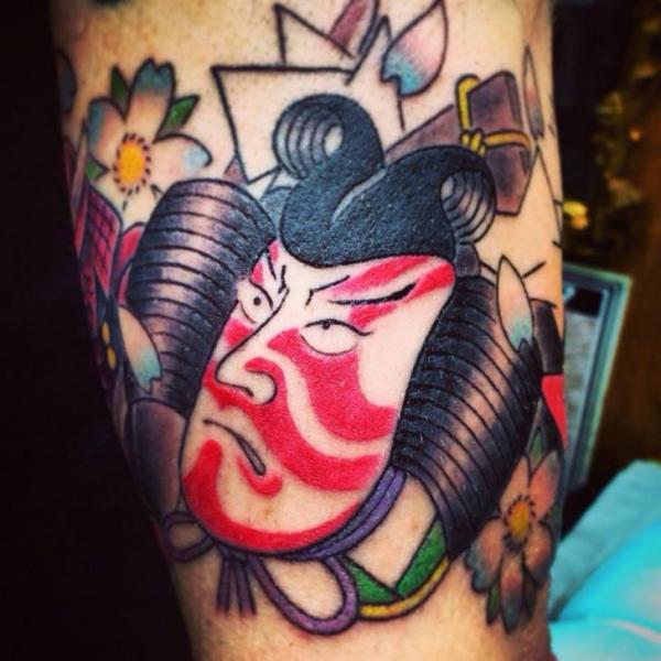 Red Painted Samurai Japanese tattoo by Chopstick Tattoo