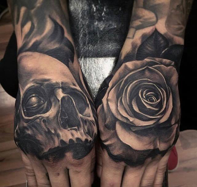 Scull and Rose tattoo mating