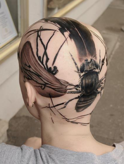 Trash Polka Bee Head tattoo