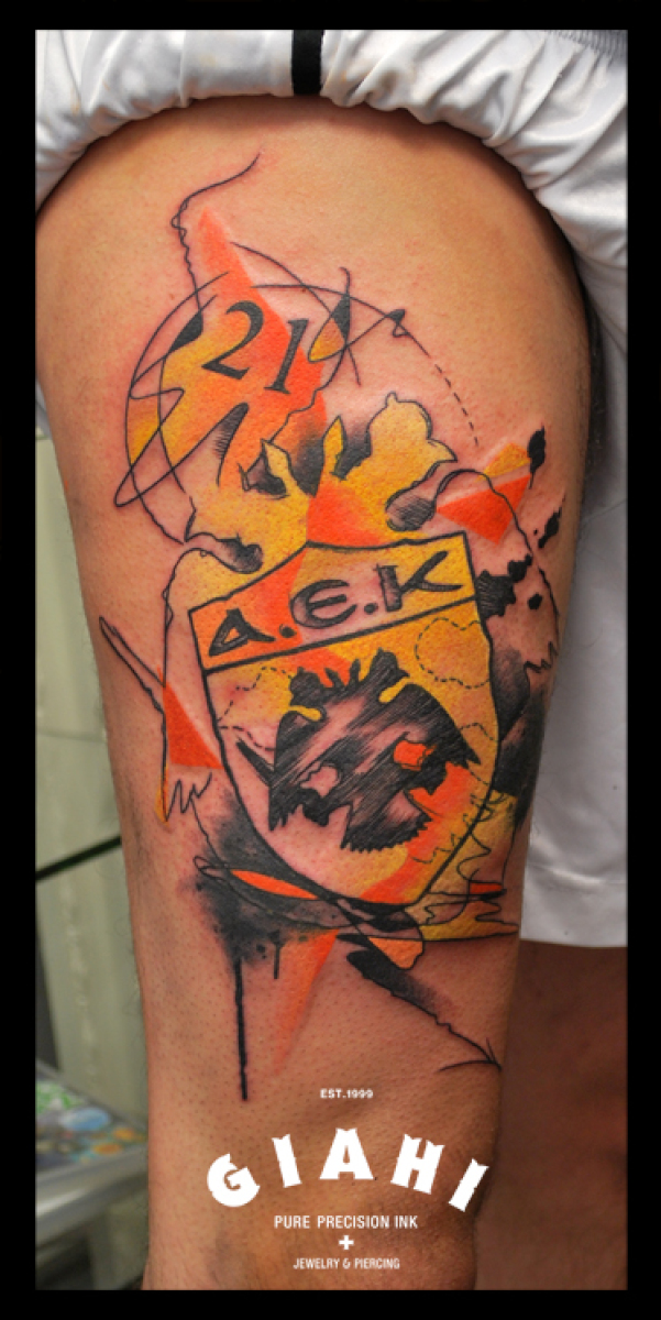 21 AEK Label Aquarelle tattoo