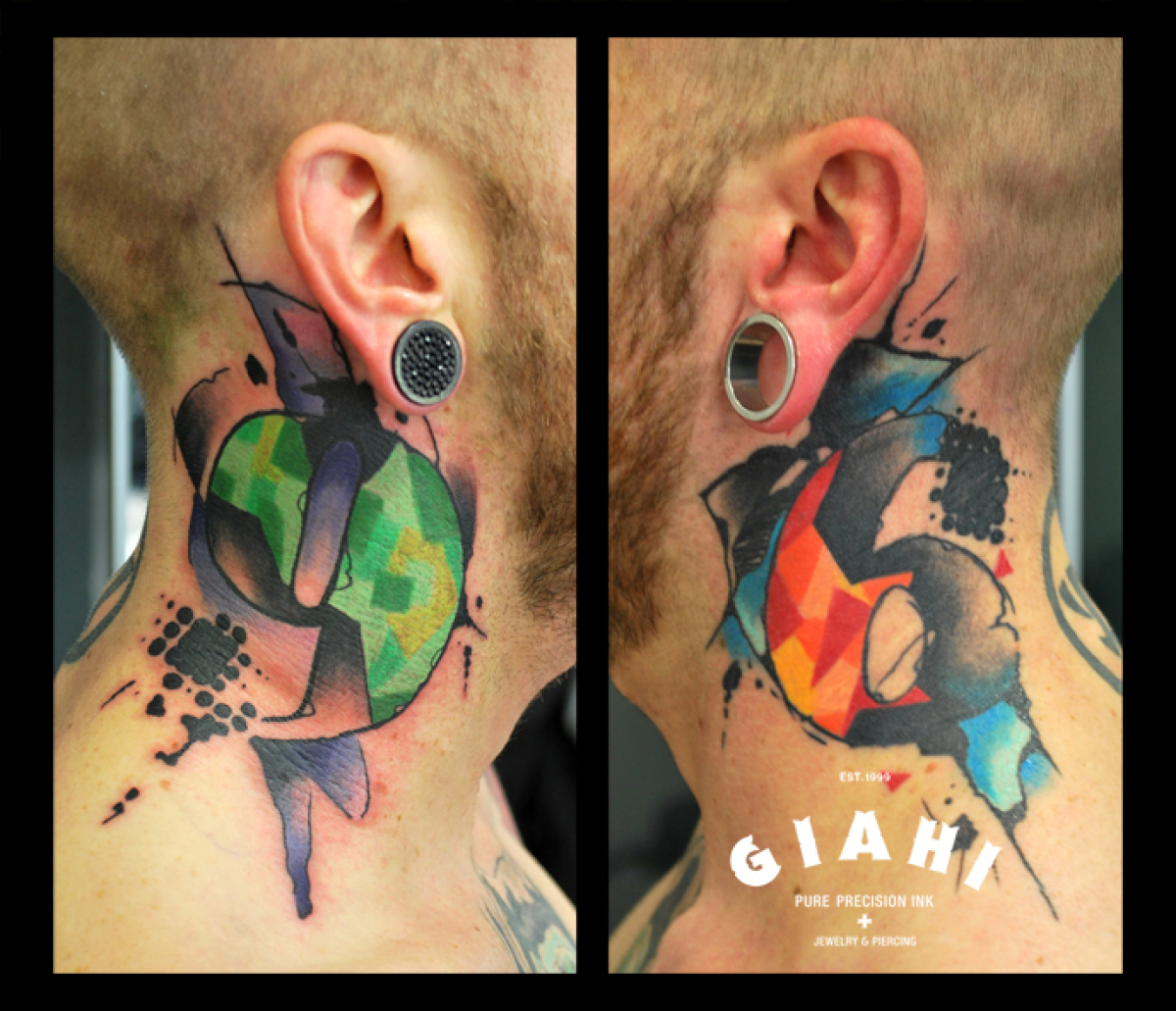 96 Neck tattoo by Live Two