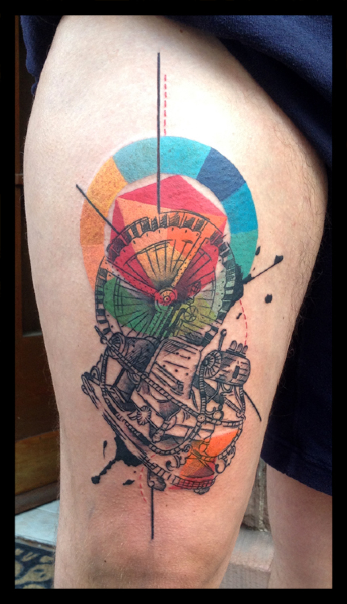 Abstract Time Machine tattoo by Live Two