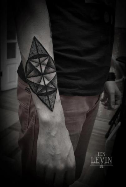 Abstraction Geometry Dotwork tattoo by Ien Levin