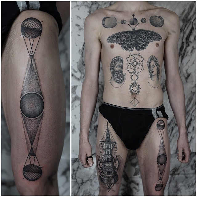 Amazing Dotwork by Maxime Buchi sang bleu all over the Body
