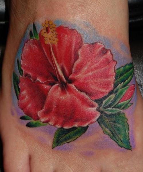 Amazing Realistic Red Flower tattoo by Tantrix Body Art