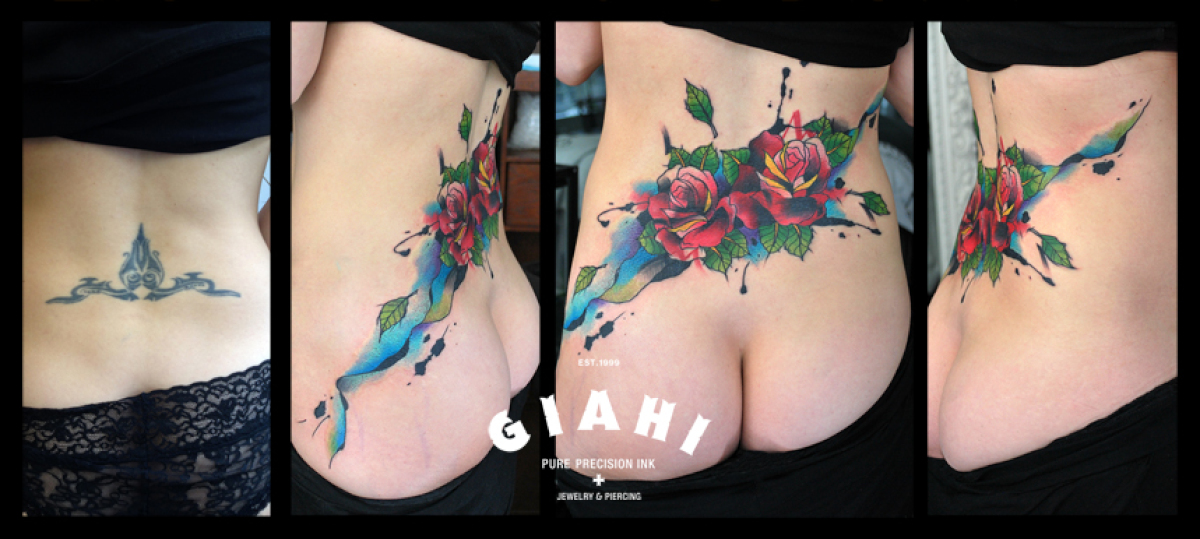 Back Roses tattoo by Live Two