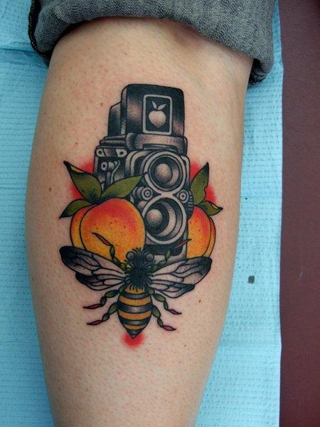 Bee Video Camera New School tattoo by Three Kings Tattoo